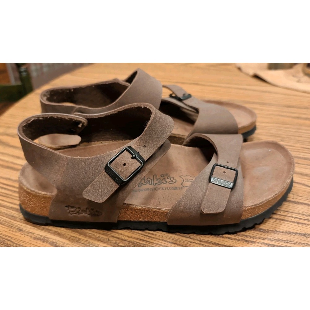 Birkenstock BIRKI'S BROWN Double Straps Sandals PANAMA Vegan Women's 7 Men's 5 - Picture 4 of 9